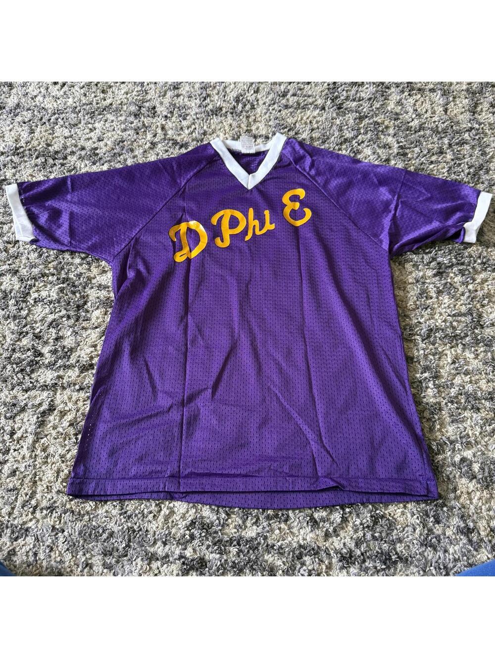 Vintage D Phi E Soccer Jersey Purple Gold Size L USA 90s Y2K